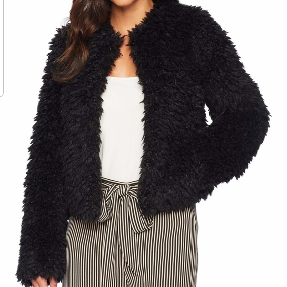 UGG Jackets & Blazers - Ugg Small faux fur black bomber open front jacket